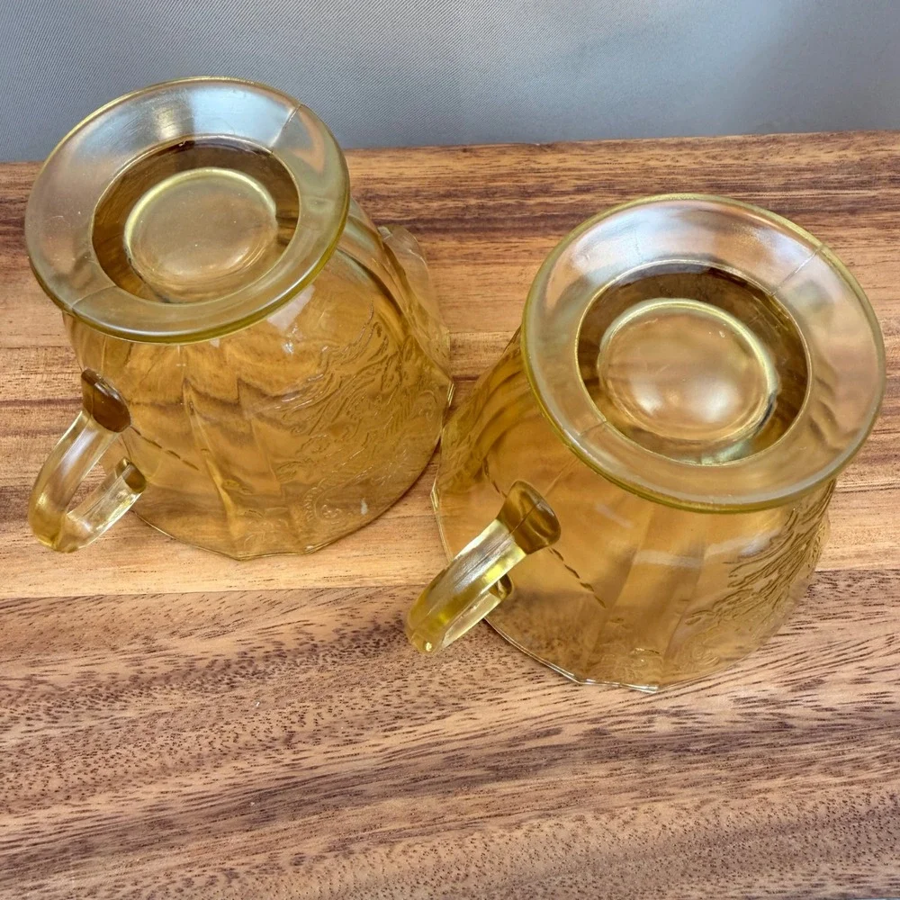 Federal Glass Madrid‎ Amber Yellow Depression Glass Creamer and Sugar Bowl Set